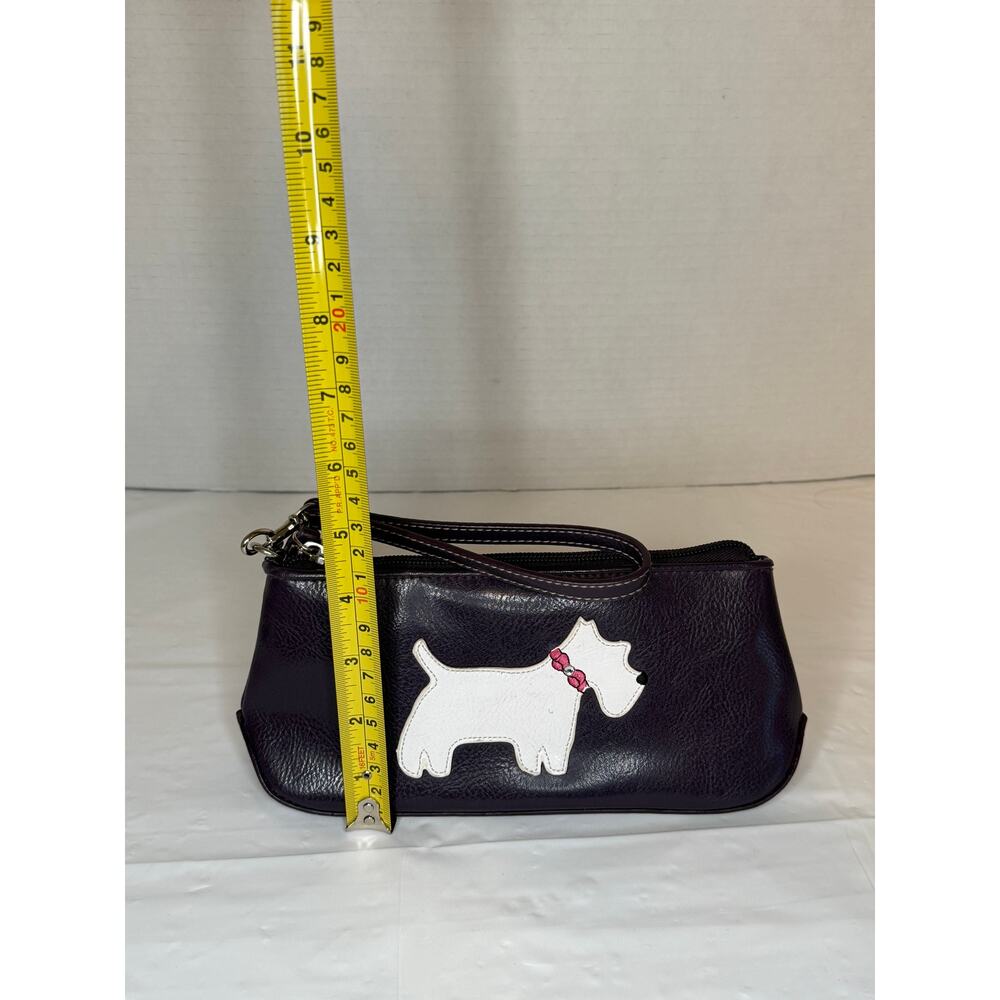 Scottie Dog Wristlet Clutch Purse Pocket Mirror Black Vegan Leather - Picture 7 of 8